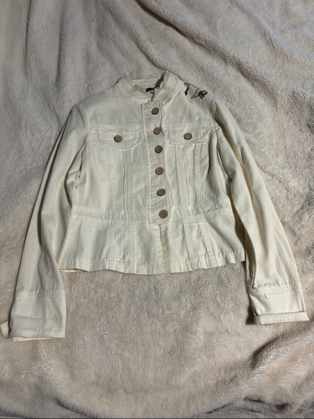 Tryst Cream Button-Front Jean Jacket